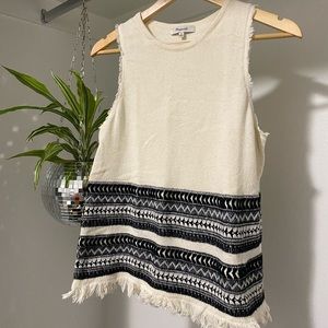 Warm Knit Chevron Fringe Tassels Tank Top